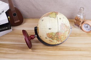 Globe terrestre antique en laiton avec anneau méridien et socle en bois, modèle géographique éducatif pour bibliothèque, salle d'étude, bureau - Product Image 4