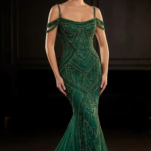 Exquisito Vestido de Sirena con Cuentas de Cristal Hecho a Mano, Vestido Formal con Hombros Descubiertos, Ropa de Noche de Alta Gama para Mujer, para Ocasiones Especiales - Product Image 1