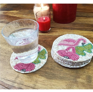 Handmade Embroidery <b>Coasters</b> Glass <b>Bead</b> Cup Pad for Table Decor at Bulk Rate - Product Image 2