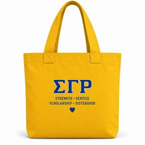 Bolsa de Mano Personalizada con Bordado para Mujer, Bolso de Hombro Moderno, Reutilizable, para Compras, con Letras Griegas, Universitario - Product Image 1