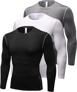 Men's Slim Fit Compression Long Sleeve Performance Shirt Premium Quick Dry Eco-Friendly Spandex/Polyester Base <b>Layer</b> <b>Top</b> - Product Image 1