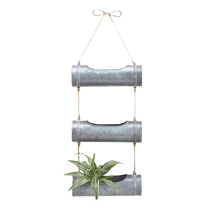 Jardinière suspendue à 3 niveaux style ferme, en métal galvanisé, 3 pots, pour l'intérieur et l'extérieur - Product Image 3