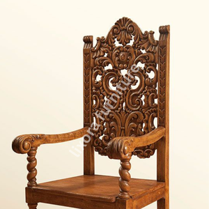 Sillón de Lujo Hecho a Mano en Madera Maciza con Tallado Barroco Ornamentado y Patas en Espiral de Cebada - Product Image 2