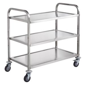 Carrello da Cucina a 3 Ripiani con Capacità di 450 Libbre, Carrello di Servizio in Acciaio con Ruote, Carrello Portaoggetti in Metallo con Capacità di 450 Libbre - Product Image 1