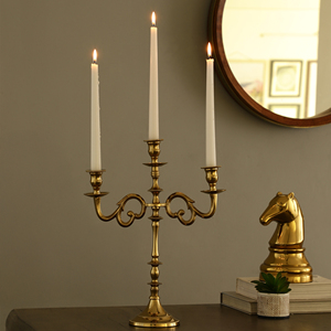 Candelabro de Latón Vintage de Lujo, Portavelas de 3 Brazos, Centro de Mesa Decorativo para Bodas, Decoración de Mesa de Comedor para el Hogar - Product Image 2