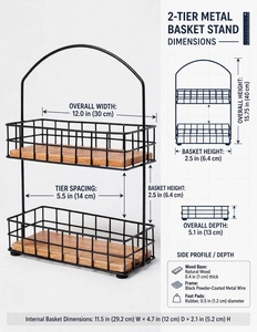 Étagère à épices double en fil de fer, moderne, faite à la main, sur pied, non pliable, avec fonction rétractable, pour comptoir de cuisine - Product Image 4
