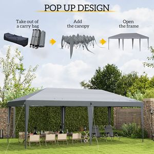 "Quick Setup####Durable####20x10 Gray Pop up <b>Canopy</b> <b>Tent</b> for Outdoor Events and BBQs" - Product Image 4