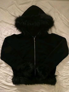 Sudadera con Capucha para Mujer Estilo Y2K, Sudadera de Algodón Grueso y Afelpado, Color Sólido, Estética Urbana - Product Image 2