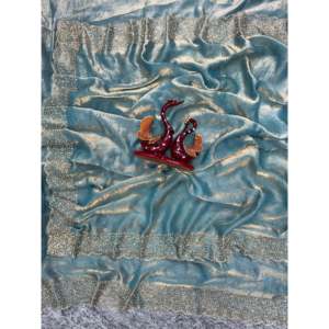 Sari de Diseñador con Impresionante Trabajo de Diamantes Jarkhan, Elegante Vestido de Trabajo - Product Image 6