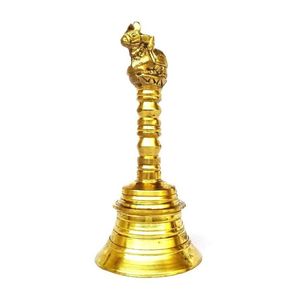 Cloche de temple indienne traditionnelle en laiton, fabriquée à la main, pour la salle de prière du Mandir et le culte religieux - Product Image 5