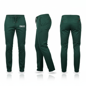 Pantalon habillé noir pour homme, coupe droite, taille mi-haute, fermeture boutonnée, décoration lettre, devant plat sur la jambe droite, tissu tissé - Product Image 6