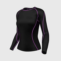 T-shirt de compression noir à manches longues pour homme, col rond, séchage rapide, respirant, écologique, en spandex et polyester, couche de base à manches complètes
