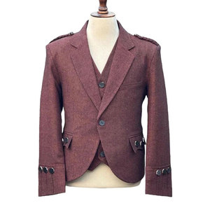 Ventoria Enterprises Men's Black <b>Tweed</b> Woolen Coated Argyle Kilt Jacket 5 Buttons Vest Wedding Traditional <b>Tartan</b> Customized - Product Image 1