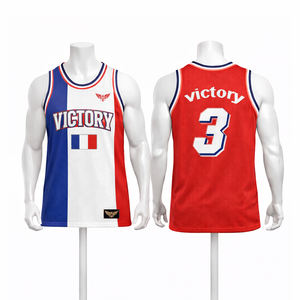 Maillot de basket-ball personnalisé rouge et blanc pour hommes, style canadien, sans manches, en mesh, uniforme d'équipe, impression par sublimation, t-shirt de sport - Product Image 2