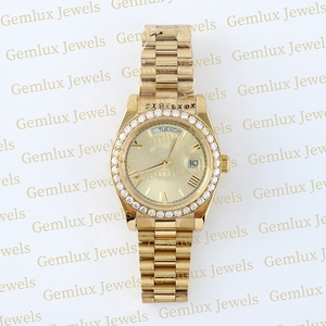 Alta calidad Venta caliente Pass Diamond Tester 14K chapado en oro romano Dial D VVS Moissanite Diamond Bezel reloj tachonado para hombres - Product Image 1