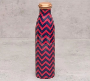 Meena Copper Water Bottle Handmade <b>Decorative</b> Pure Copper Drinking Bottle Modern Enamel Print Design Leak-Proof <b>Lid</b> for Outdoor - Product Image 1