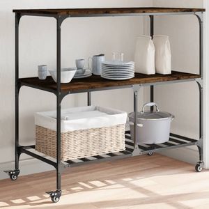 Chariot de cuisine en bois d'ingénierie en chêne fumé 39.4\"x19.7\"x37.4\" 39.4\"x19.7\"x37.4\" Îlots et chariots de cuisine - Product Image 1