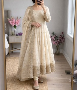 Traditional Georgette Salwar Kameez Heavy Embroidery <b>Work</b> Border Lace Dupatta Partywear Wrinkle-Free Anarkali Three Piece Dress - Product Image 1