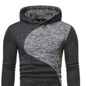 Sweat-shirt à capuche slim fit pour homme de haute qualité personnalisé, patchwork, couleur contrastée, manches longues, mode décontractée streetwear - Product Image 3
