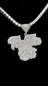 Colgante de letra Mossanite Plata de Ley 925, fianza de diamante VVS Iced Out, colgante de moissanita personalizado con letra grande de doble fila Hiphop - Product Image 2