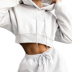Wholesale Rate Custom Women's Clothing Winter Hoodie Sets Woven Fabric Custom <b>Decoration</b> 100% Cotton Long Sleeve Hoodie Set - Product Image 4