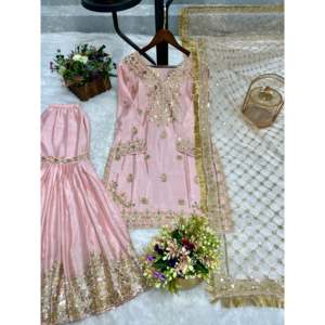 Conjunto de Top, Pantalón y Dupatta de Fiesta para Mujer de Diseñador - Product Image 4