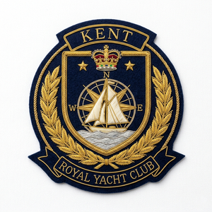 Private Label Hand Embroidered Bullion Badge Custom Yacht Club Crest Gold Wire Nautical Blazer Patch Sailing Emblem Bulk - Product Image 1