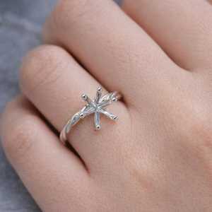 925 Sterling Silver Twisted Band Star 8mm Prong Ring Setting Semi Mount Solitaire Engagement Ring Custom Jewelry - Product Image 1