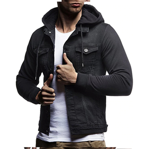 Men's Color Blocking Denim <b>Jacket</b> <b>White</b> Black Half Turn-down Collar Casual Washed Cotton Regular Fit Autumn Style - Product Image 5