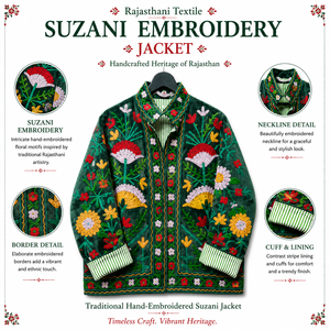 Veste matelassée en velours brodée Suzani du Rajasthan pour femme, motif floral, artisanale, traditionnelle, respirante, style automne, manches longues - Product Image 3