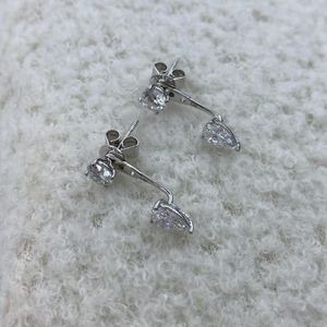 Round and Pear Cut Diamond Jacket <b>Earrings</b> in White <b>Gold</b> Elegant Minimalist Bridal <b>Earrings</b> Luxury <b>Dangle</b> Jewelry Gift for Women - Product Image 3