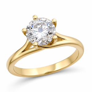 Anillo de Compromiso Clásico Solitario de Oro de 14 Quilates, Minimalista, con Seis Puntas, Diamante Brillante Cultivado en Laboratorio, Certificado IGI, Chapado en Rodio, Diseño Trenzado - Product Image 1