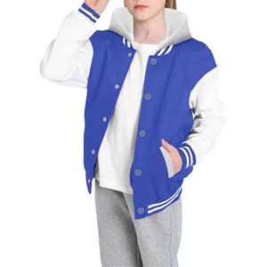 เสื้อแจ็คเก็ตวาร์ซิตี้สีน้ำเงินขาวแบบยูนิเซ็กซ์ ทรงปกติ สีพื้น สวมใส่สบายๆ สำหรับฤดูใบไม้ร่วง ผ้าวูลเนื้อนุ่ม กันลม ปกคอพับติดกระดุม - Product Image 2