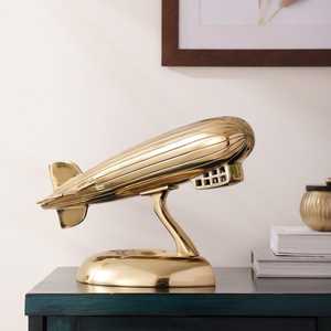 Sculpture d'airship Art Déco L 15,88 x L 1,91 x H 6,35 cm, 32 cm, plaqué or, décoration de table, figurine d'art pour salon - Product Image 4