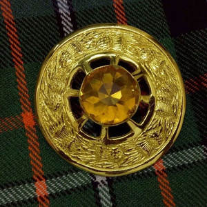 Broches celtiques écossaises OEM ODM à motif écossais, avec pierre jaune et finition dorée, 3 pouces, vente en gros 2026 - Product Image 2
