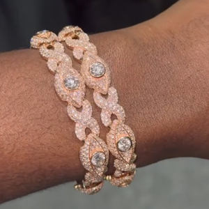 Bracelet de luxe en argent plaqué or rose avec moissanite, chaîne torsadée, pavé de pierres rondes, style hip-hop, bijoux unisexes, vente en gros - Product Image 4