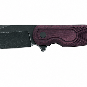 Burgundy Textured Handle Folding Pocket Knives with Black Spear Point Blade Finger Guard and Contoured Grip for <b>Outdoor</b> Use XL - Product Image 6
