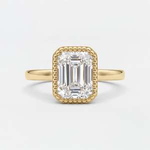 Anillo de Compromiso Solitario con Diamante CZ de Corte Esmeralda de 2.00 CT, con Bisel Milgrain, en Plata de Ley 925, Regalo de Aniversario de Bodas - Product Image 1