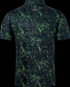 เสื้อโปโลแขนสั้นผู้ชายพิมพ์ลายไดโนเสาร์และใบไม้ ผ้าทอระบายอากาศได้ดี สไตล์ลำลอง ทรงปกติ - Product Image 6