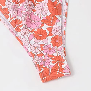 OEM Wholesale Custom Logo Women Pink Print Bikini Set Triangle Top & Tie Side Bottom Two Piece Swimwear Beachwear - Product Image 4