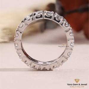 Bague d'anniversaire de luxe pour femme, taille ronde, 3 carats au total, entièrement sertie, en or massif 14K, diamant de laboratoire CVD, couleur D-E-F, clarté VVS-VS - Product Image 3