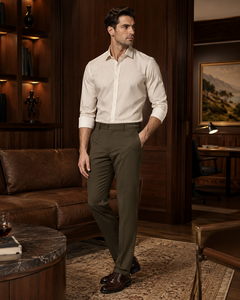 Pantalones de Vestir para Hombre Active Squad, Corte Regular, 100% Algodón, Forro Polar de Verano, Cintura Media, Cierre de Botón Resistente, Estilo Casual para Oficina y Trabajo - Product Image 6