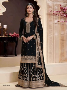 Women's <b>Party</b> Wear Designer Discharge Printed Salwar Kameez <b>Top</b>-Bottom and Dupatta Made in India - Product Image 1