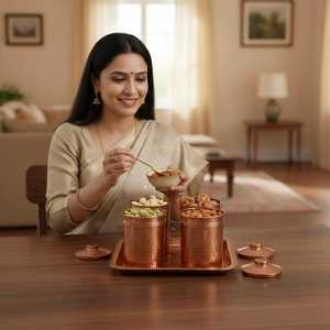 Luxury Handmade Copper <b>Jar</b> Canister Vintage Design Dishwasher Safe Eco-Friendly Food Storage Vessel Kitchen <b>Spice</b> Container Tea - Product Image 4