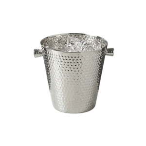 Seau à glace en acier inoxydable martelé avec poignées, refroidisseur à vin en métal durable pour fêtes et bars, couleur argent champagne - Product Image 2