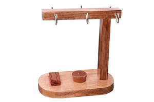 Support en bois pour tasses à café avec crochets de suspension et rangement pour soucoupes, organisateur de tasses à thé pour comptoir de cuisine, vente en gros - Product Image 2