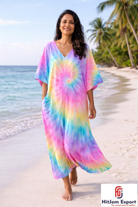 Printed <b>Kaftan</b> Dress Women Loose Fit Elegant Beach Wear Soft Fabric <b>Summer</b> Cover Up Resort Island Wholesale Manufacturing Supply - Product Image 5