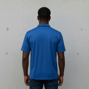 เสื้อโปโลผู้ชายสีน้ำเงินล้วน แขนสั้น ทรงปกติ ผ้าฝ้ายระบายอากาศได้ดี สวมใส่สบาย - Product Image 5