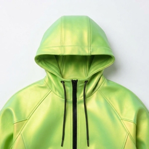 Unisex Hooded Real <b>Jacket</b> Solid Green <b>Waterproof</b> Casual Spring Wear Regular Fit Pullover Style - Product Image 3