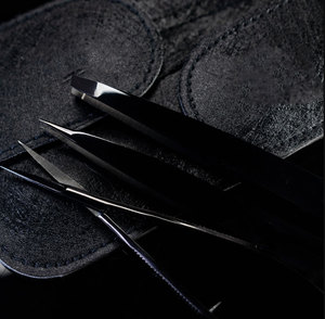 Matte Black Professional Precision Brow Tweezers and Trimmer Set Bulk Premium Stainless Steel Facial Hair <b>Tools</b> - Product Image 6